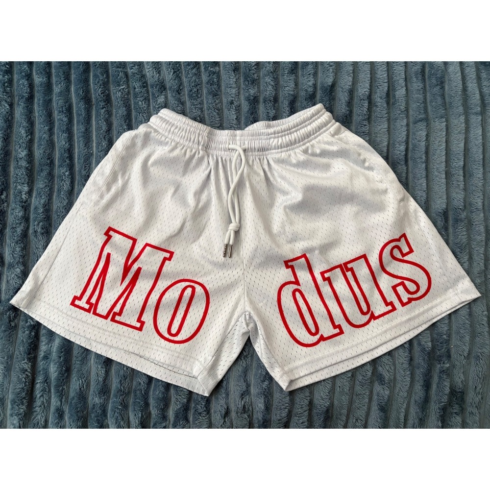 Modus White Mesh Athletic Shorts Casual Activewear Sportswear Gym Mens